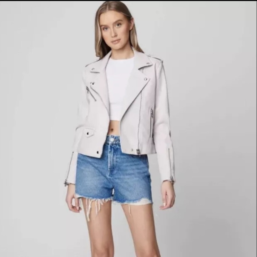 Blank NYC Vegan Leather Moto Jacket Asymmetric Zip Front Zipper Pockets Size XS